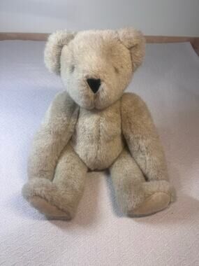Vermont Teddy Bear Jointed Plush Light brown 16 Inch Vintage 90s Made in USA